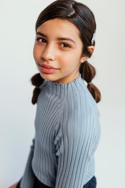 Portrait girl with stylish hairstyle