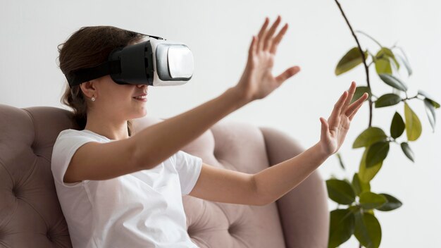 Portrait girl with virtual reality headset