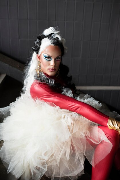 portrait of glamorous drag queen posing