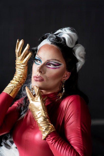 Portrait of glamorous drag queen posing