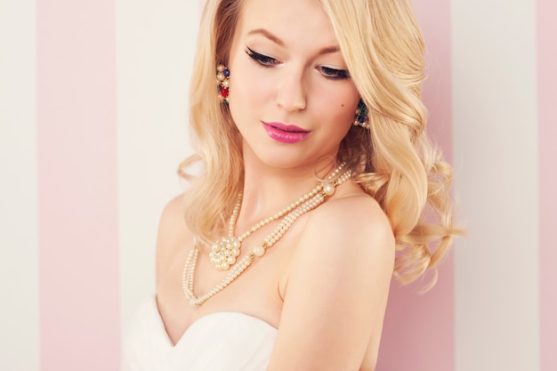 Portrait of gorgeous blonde bride