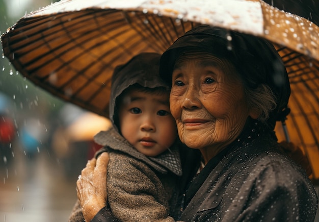 Foto gratuita ritratto di nonna con nipote