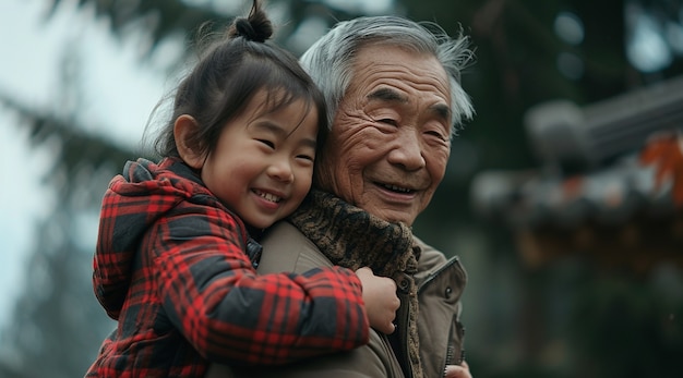 손자 와 함께 할아버지 와 할머니 의 초상화