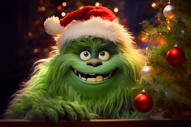 Free photo portrait of the green grinch cartoon character