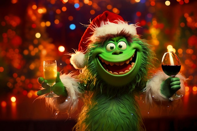 Foto gratuita ritratto del personaggio dei cartoni animati green grinch