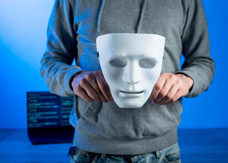 Free Photo portrait of hacker with mask