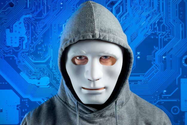 Portrait of hacker with mask