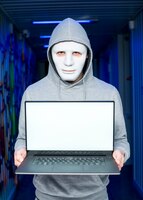 Portrait of hacker with mask