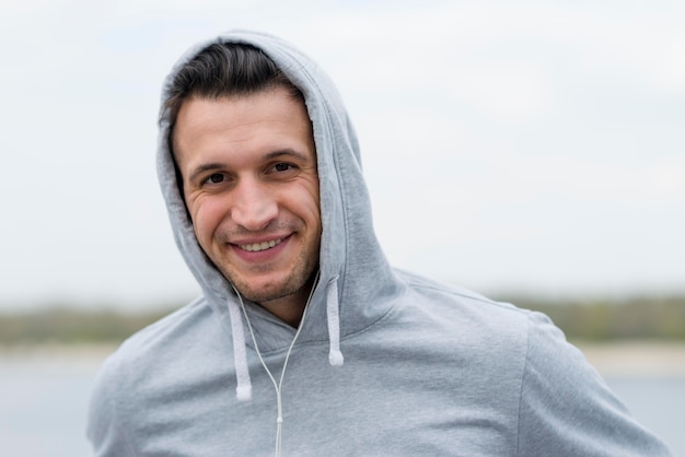 Portrait of handsome adult male smiling