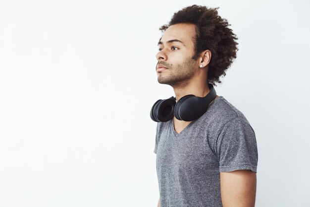 Portrait of handsome african man with headphones