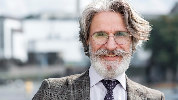 Portrait of handsome bearded man smiling