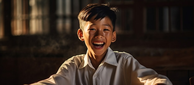 Free photo portrait of handsome boy laughing