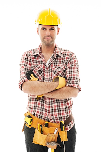 Portrait of handsome construction worker