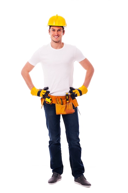 Portrait of handsome construction worker