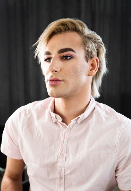 portrait of handsome male make-up look