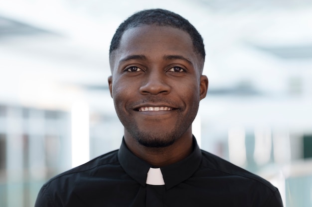 Free photo portrait of handsome male priest