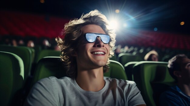 Portrait of handsome man at the movies