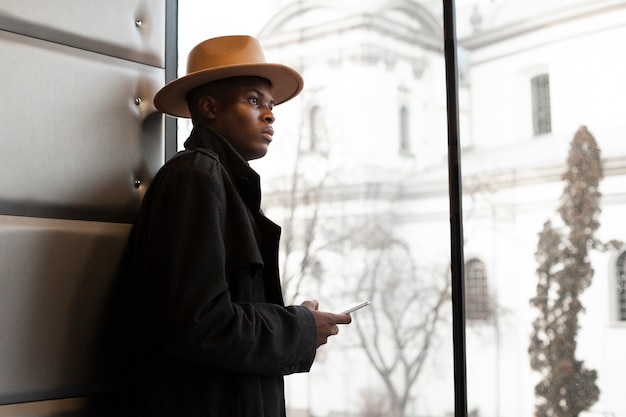 Free photo portrait of handsome young male looking away