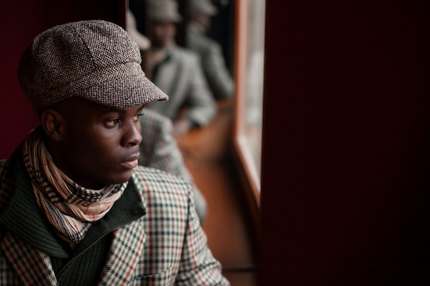 Free photo portrait of handsome young male looking away