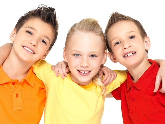 Portrait of the happy children isolated on white