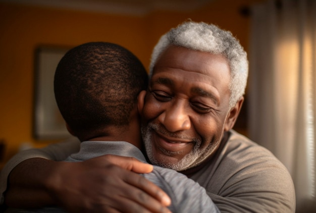 Foto gratuita ritratto di un padre e di un figlio felici