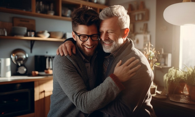 Foto gratuita ritratto di un padre e di un figlio felici