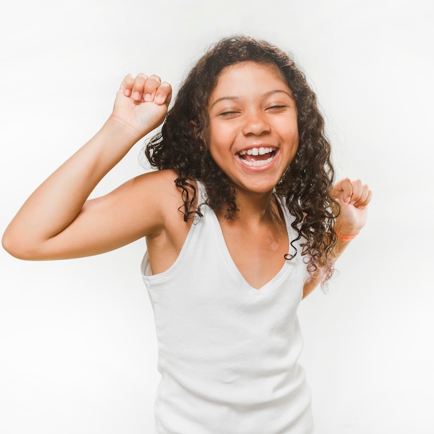 Portrait of a happy girl over white background