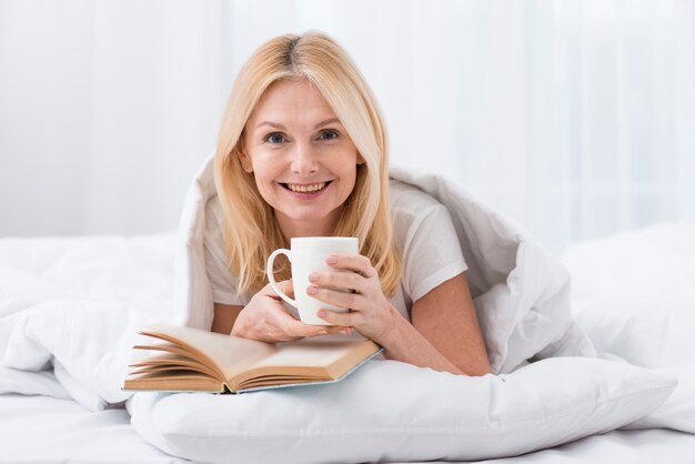 Portrait of happy mature woman smiling