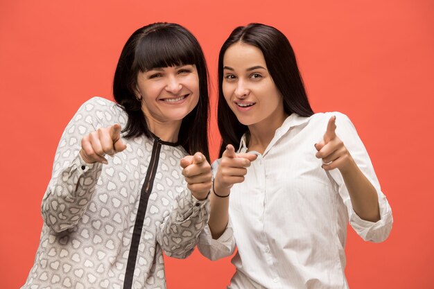 A portrait of a happy mother and daughter