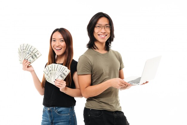 Portrait of a happy smiling asian couple