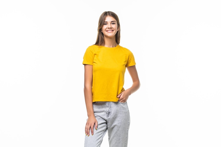 Free Photo portrait of happy smiling young beautiful woman on white