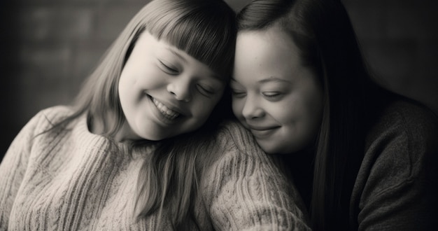 Free photo portrait of happy women in black and white