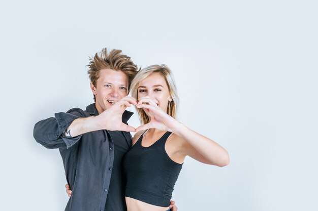 Portrait of happy young couple love together 