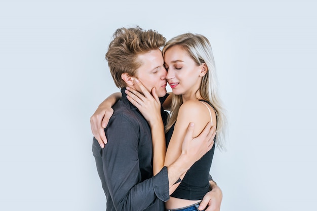 Portrait of happy young couple love together 