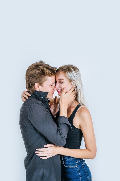 Portrait of happy young couple love together 