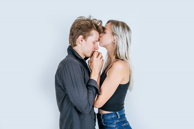 Portrait of happy young couple love together 