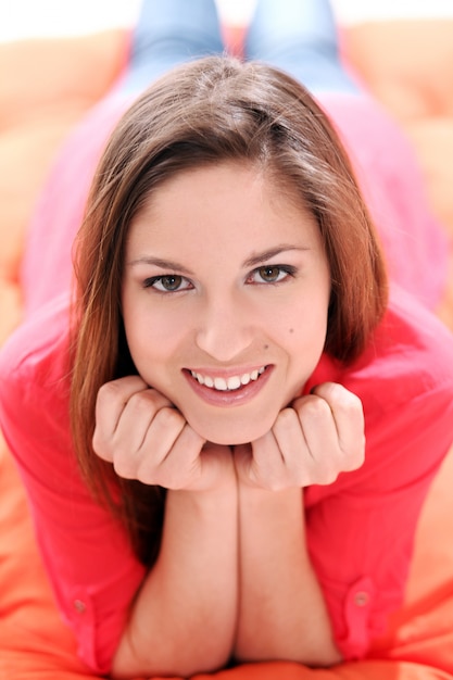 Portrait of happy young woman