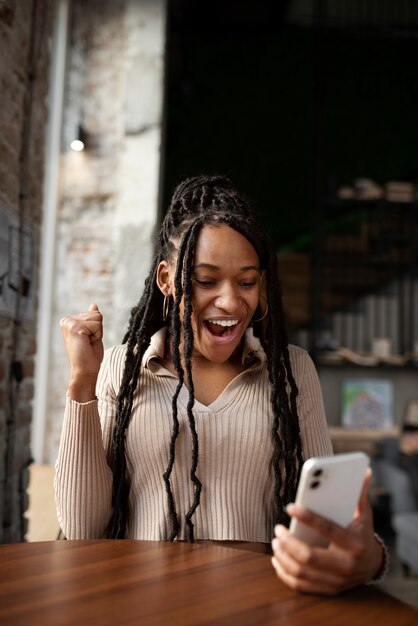 Portrait of happy young woman