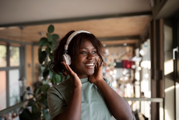 Portrait of happy young woman