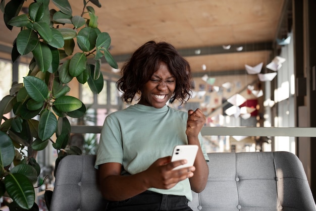 Portrait of happy young woman