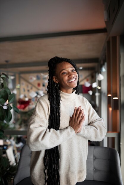 Portrait of happy young woman