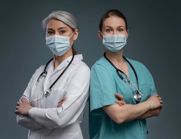 Portrait of hardworking female doctors