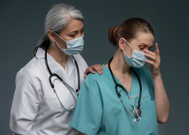 Portrait of hardworking female doctors