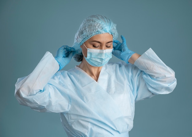 Portrait of health worker in special equipment