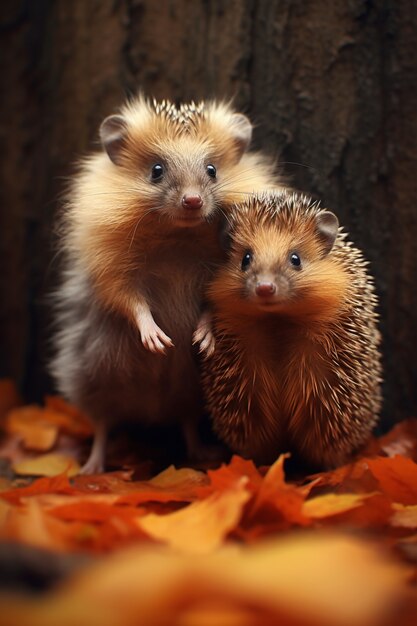 Portrait of hedgehogs