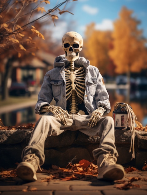 Free photo portrait of human skeleton