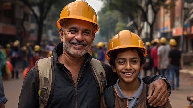 Portrait of indian kid with traveler