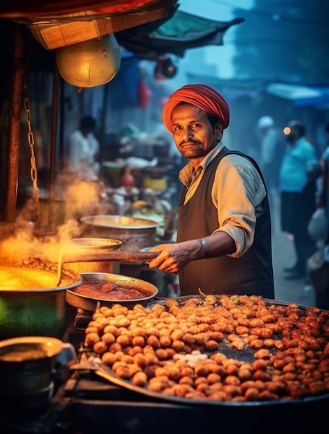 Portrait of indian man in bazaar