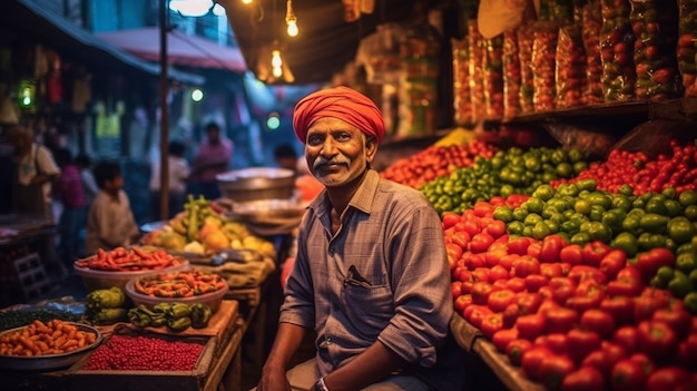 Портрет индийского мужчины на базаре