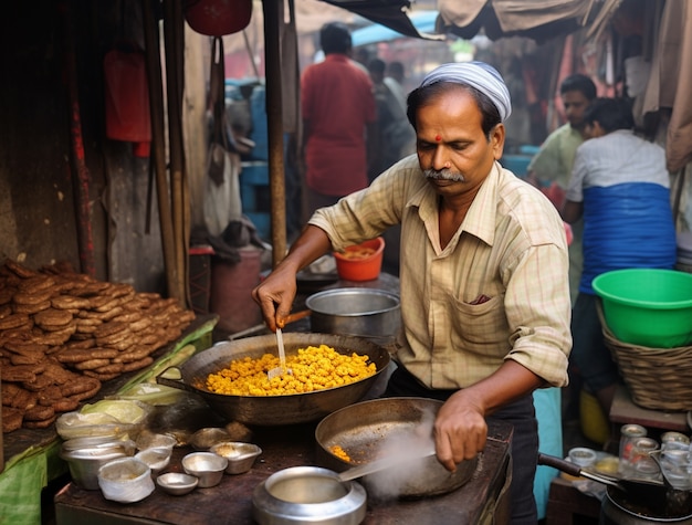 Free photo portrait of indian man in bazaar